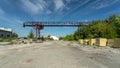 Novosibirsk/ Russia Ã¢â¬â July 25 2020: large metal gantry crane